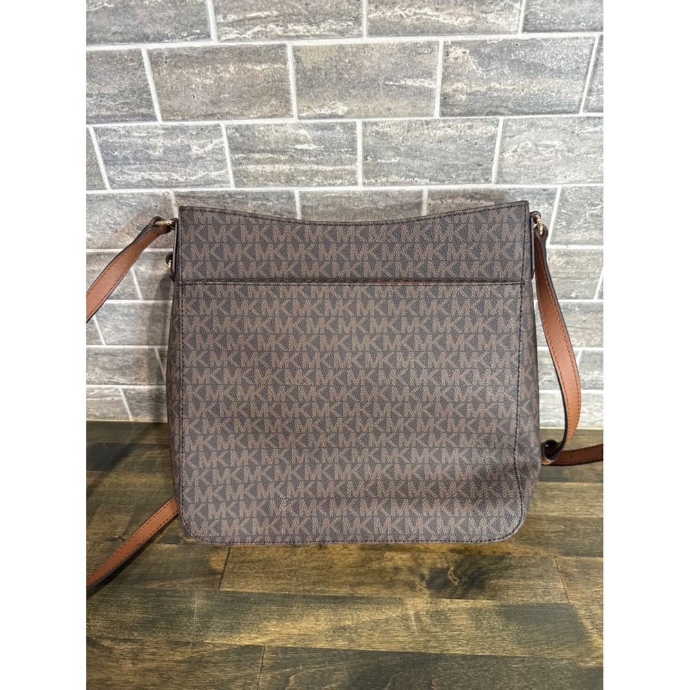 Michael Kors Jet Set Large Crossbody Bag Brown MK Signature Logo 35T8GTTC9B - Picture 5 of 11